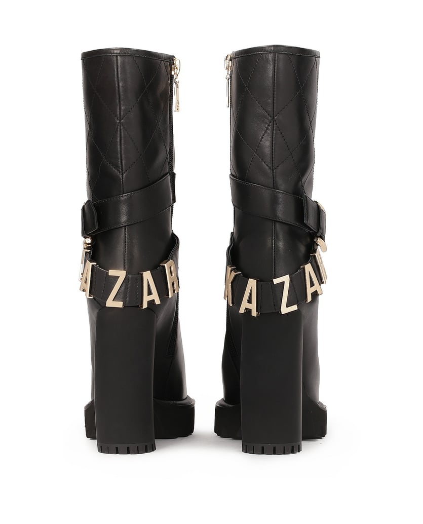 Kazar-Stiletto-Booties-mit-Logo-Riemen-am-Schaft-schwarz