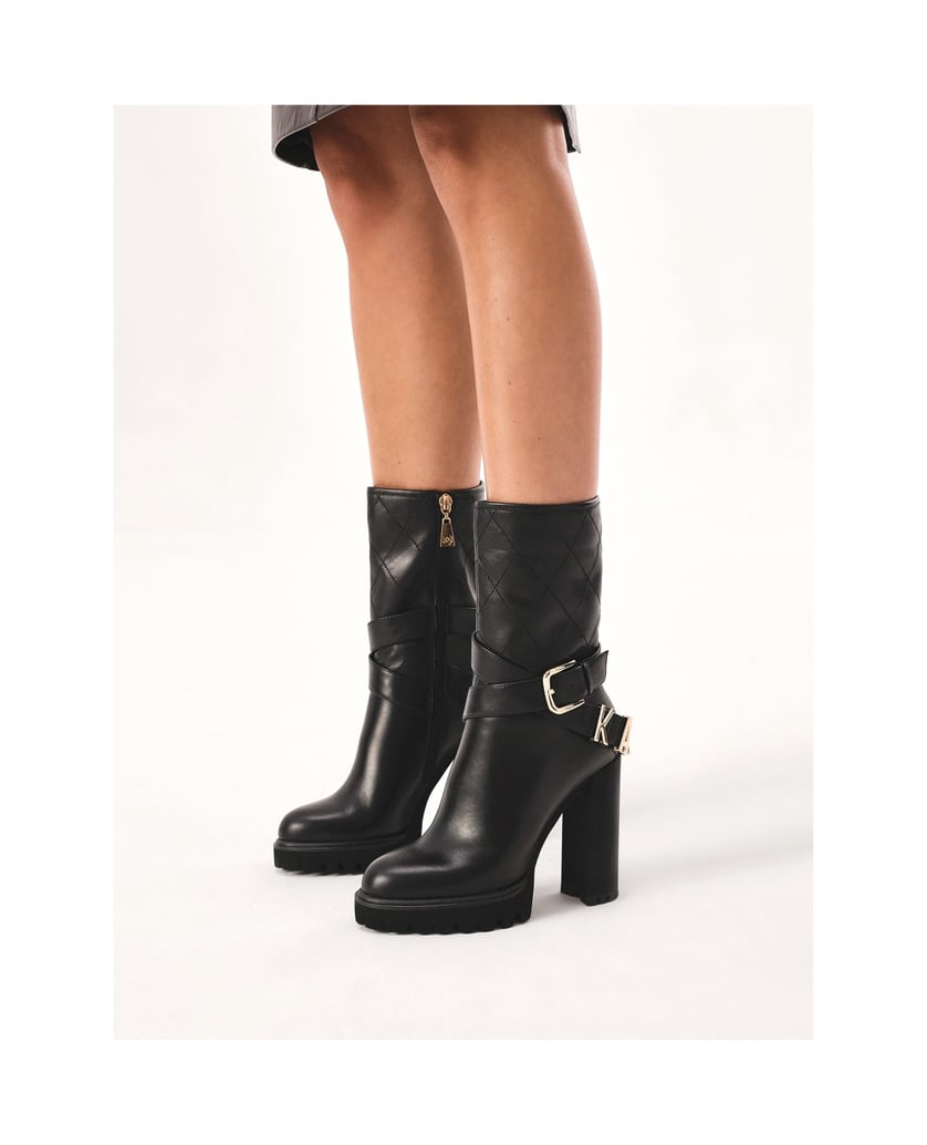 Kazar-Stiletto-Booties-mit-Logo-Riemen-am-Schaft-schwarz
