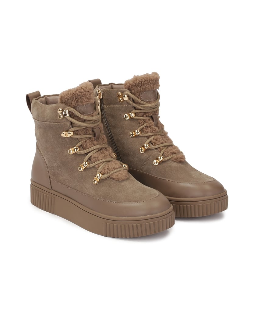 Kazar-Taupefarbene-Stiefel-aus-Wildleder-und-Glattleder-taupe