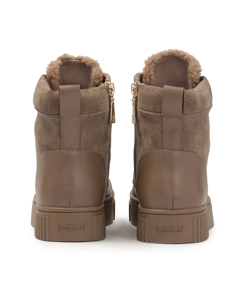 Kazar-Taupefarbene-Stiefel-aus-Wildleder-und-Glattleder-taupe