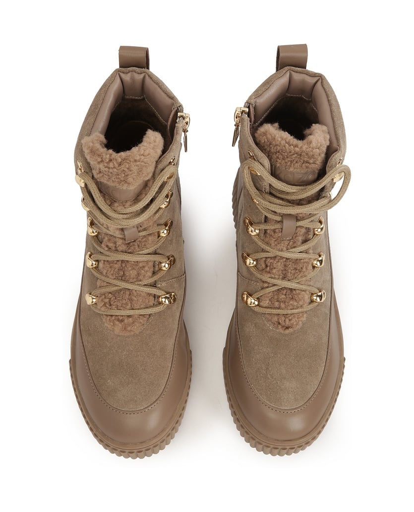 Kazar-Taupefarbene-Stiefel-aus-Wildleder-und-Glattleder-taupe