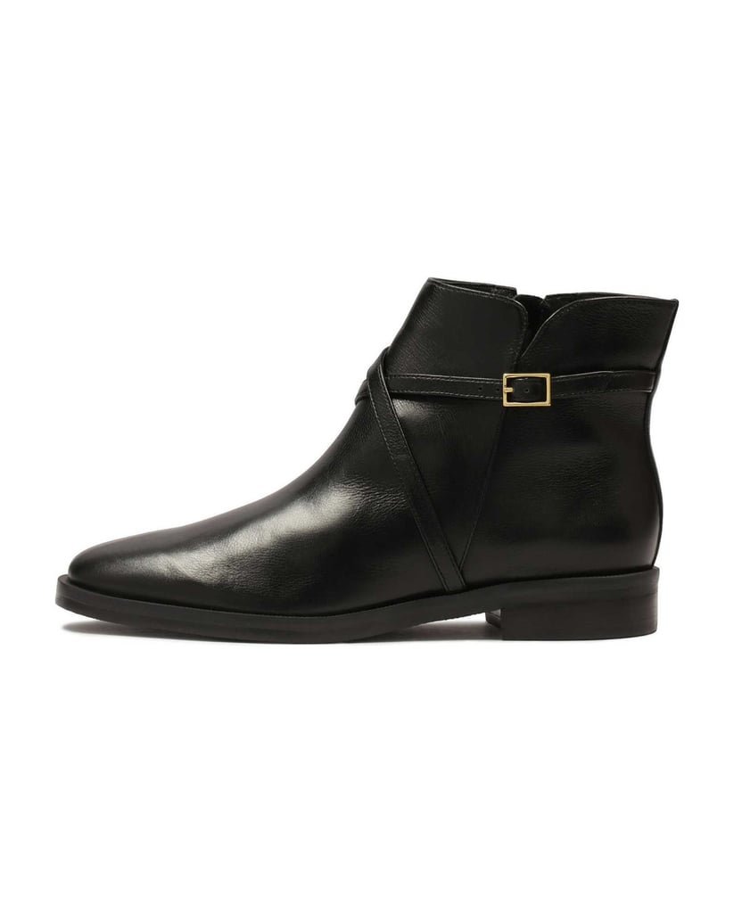 Kazar-Flache-Stiefel-mit-sich-kreuzenden-Riemen-schwarz