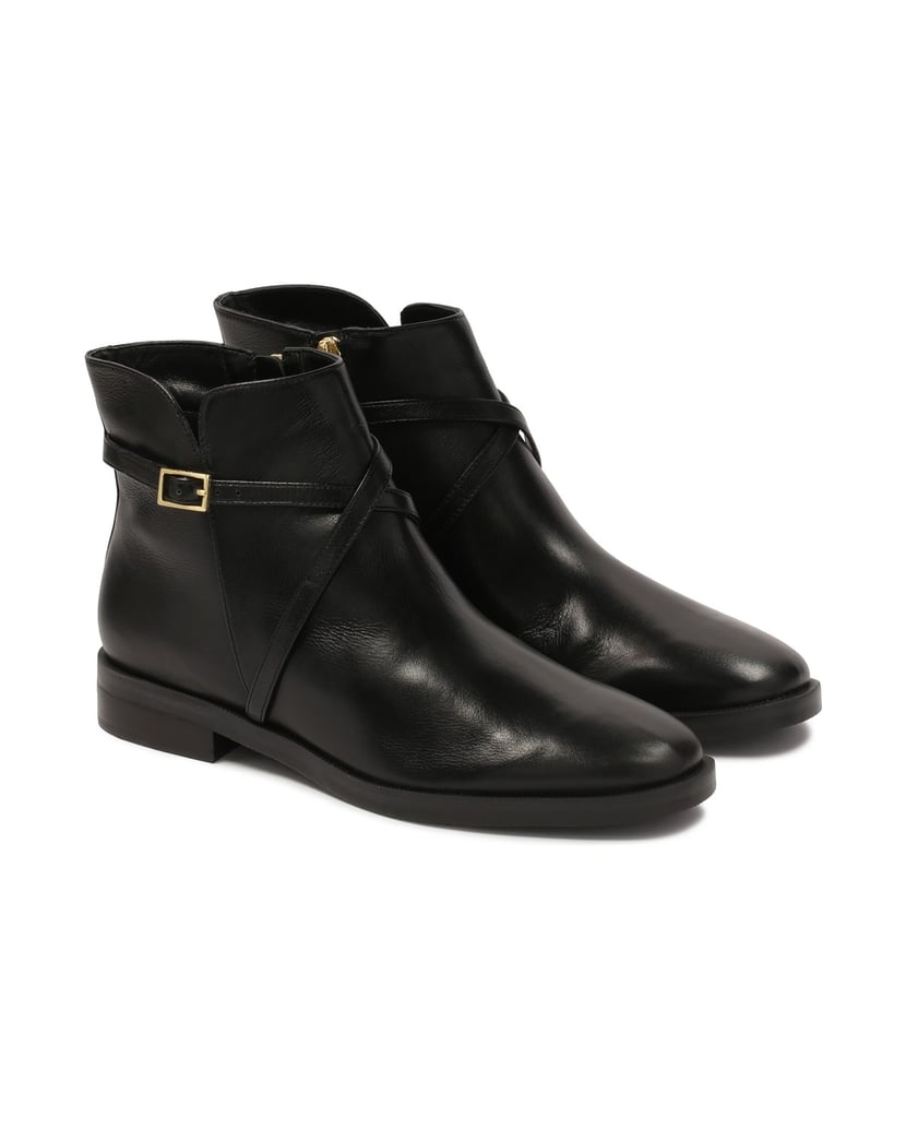 Kazar-Flache-Stiefel-mit-sich-kreuzenden-Riemen-schwarz