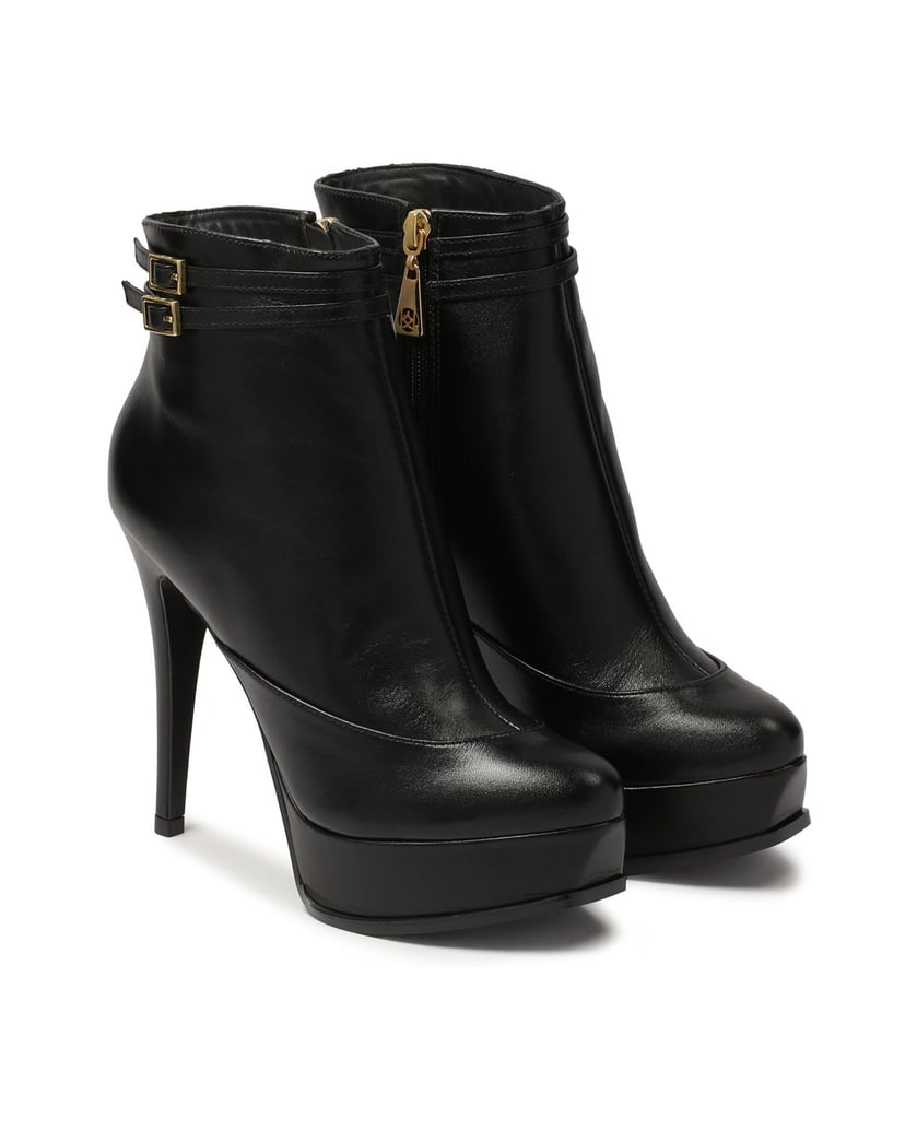 Kazar-Lederstiefel-mit-hohem-Absatz-und-Plateau-schwarz