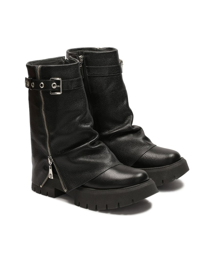 Kazar-Extravagante-Stiefel-mit-doppeltem-Reißverschluss-am-Schaft-schwarz