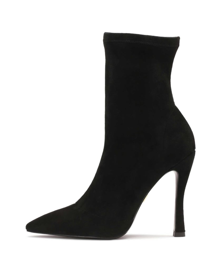 Kazar-Schwarze-Stoffstiefel-mit-konturiertem-Absatz-schwarz