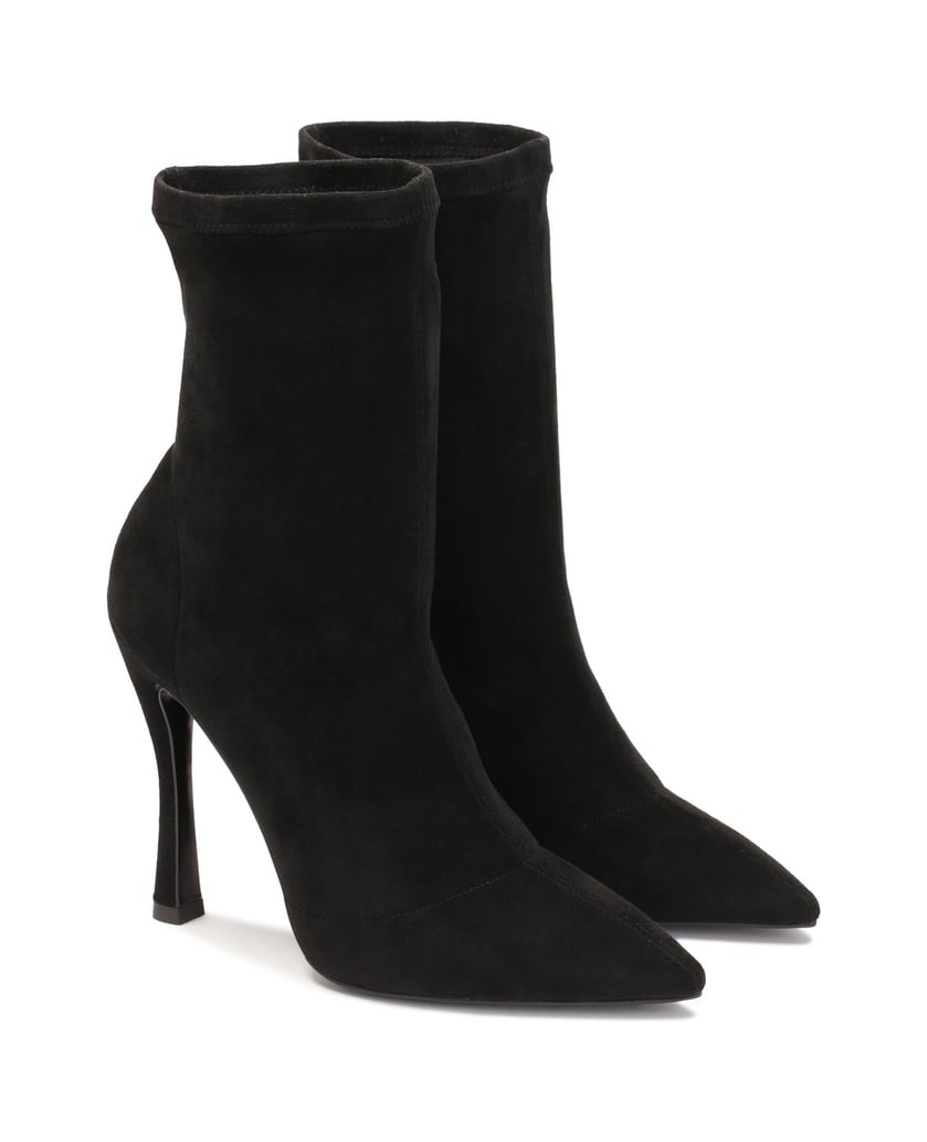 Kazar-Schwarze-Stoffstiefel-mit-konturiertem-Absatz-schwarz