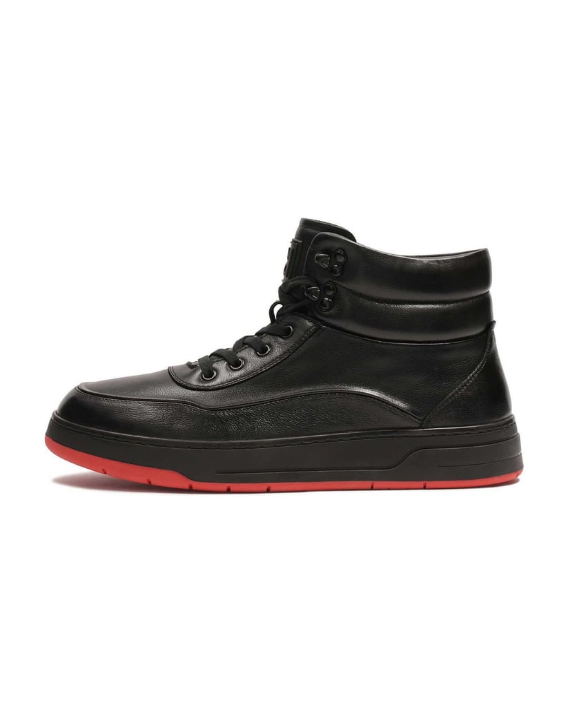 Kazar-Schwarze-Turnschuhe-mit-kontrastierender-roter-Sohle-schwarz
