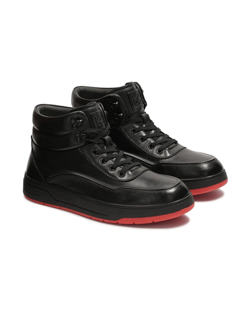Kazar-Schwarze-Turnschuhe-mit-kontrastierender-roter-Sohle-schwarz