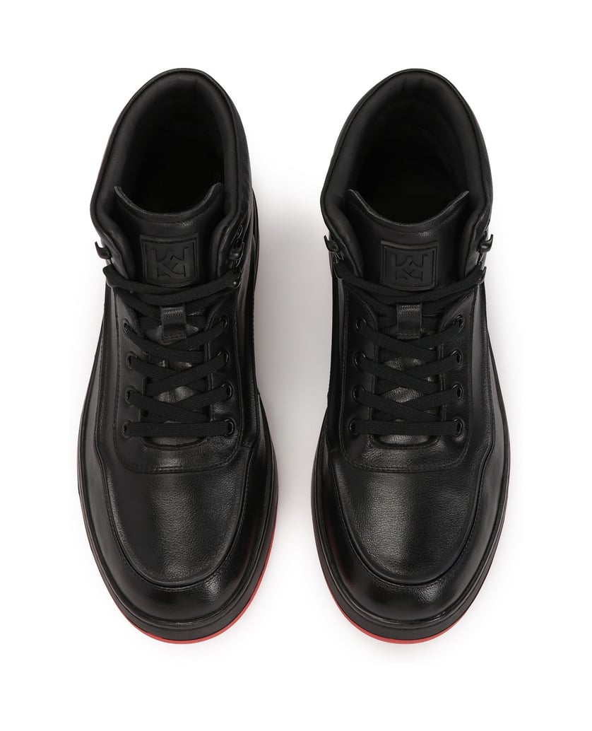 Kazar-Schwarze-Turnschuhe-mit-kontrastierender-roter-Sohle-schwarz