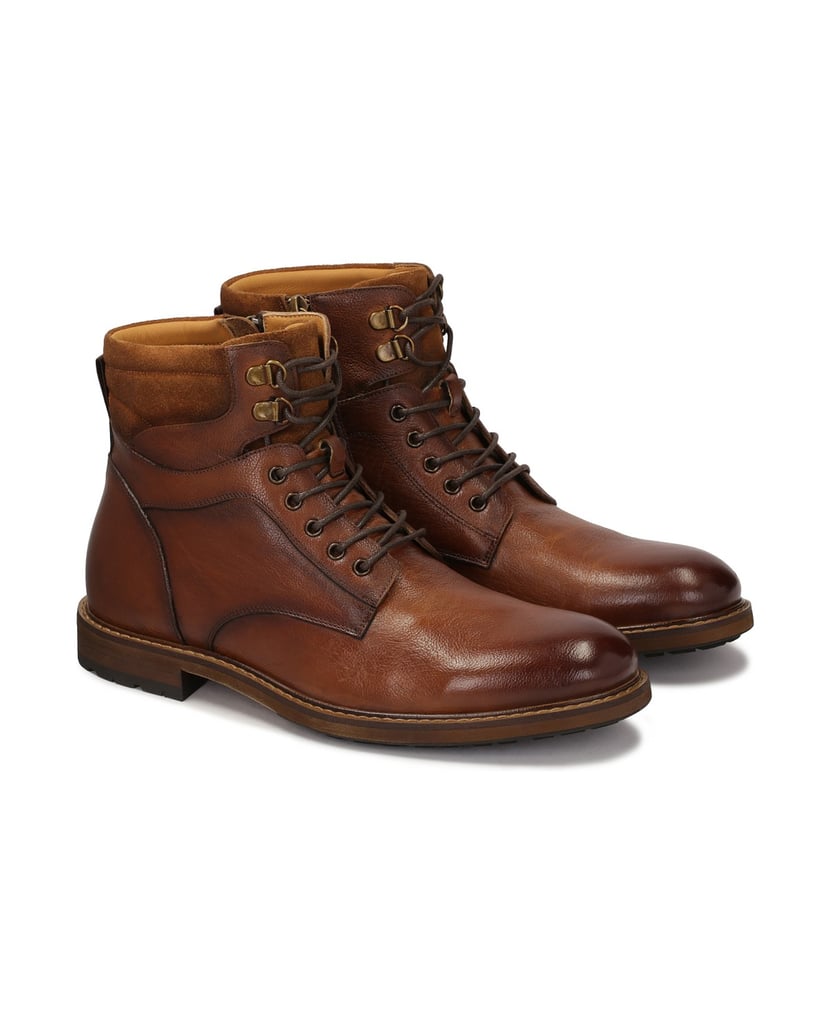 Kazar-Braune-Stiefel-aus-Glattleder-und-Wildleder-braun