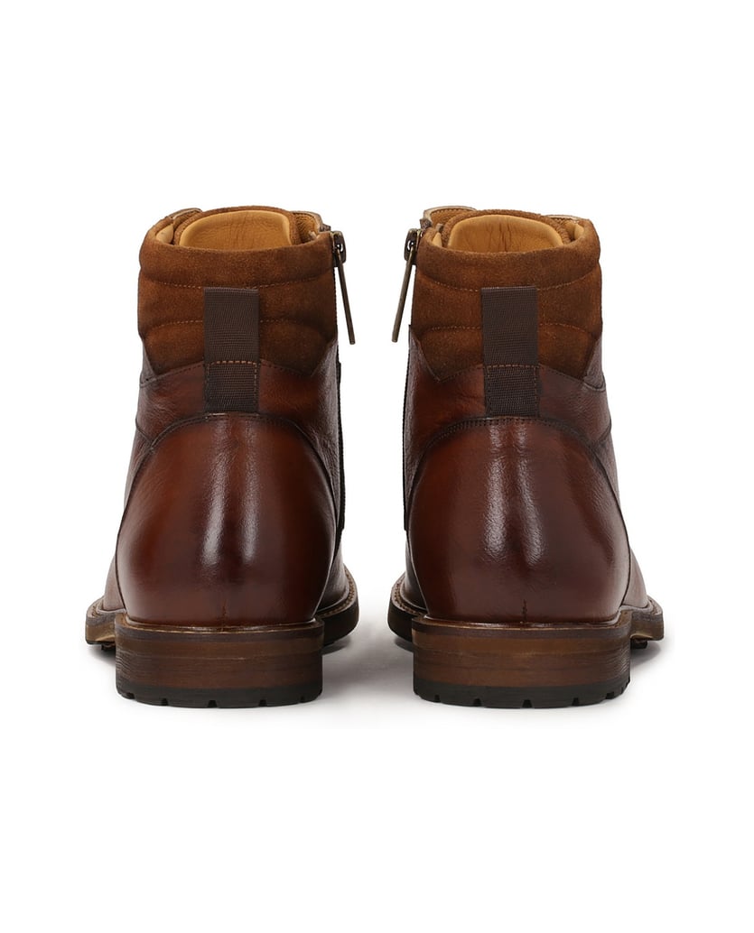 Kazar-Braune-Stiefel-aus-Glattleder-und-Wildleder-braun