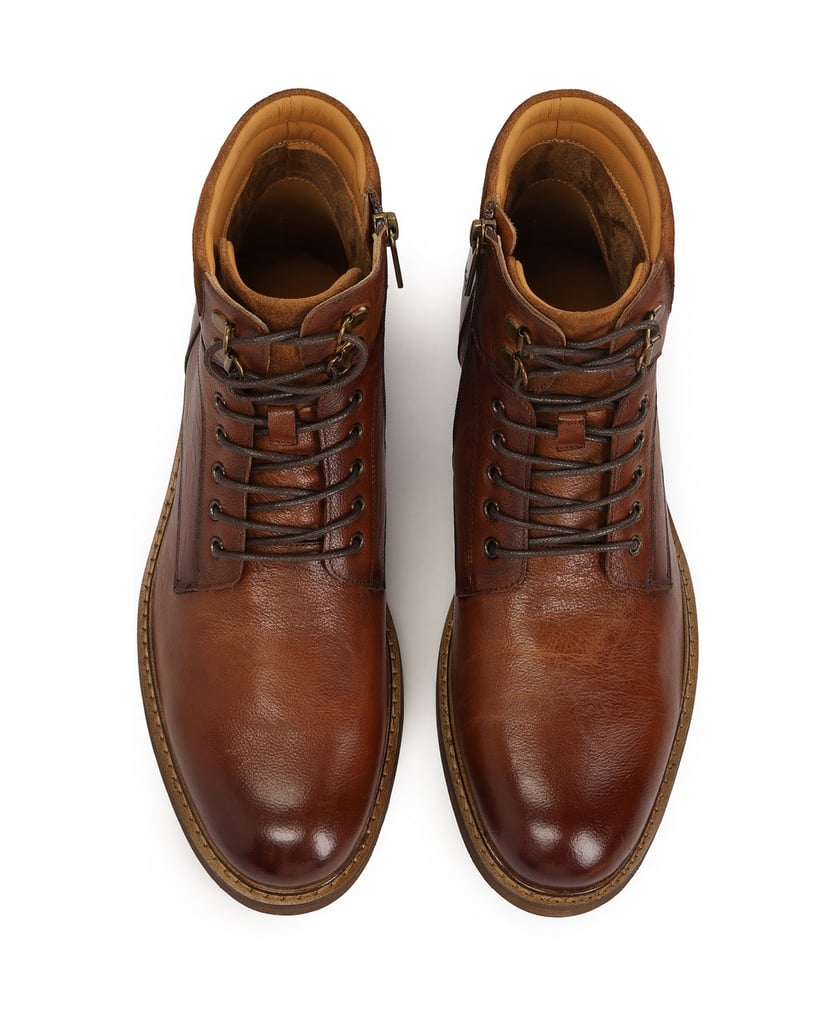 Kazar-Braune-Stiefel-aus-Glattleder-und-Wildleder-braun