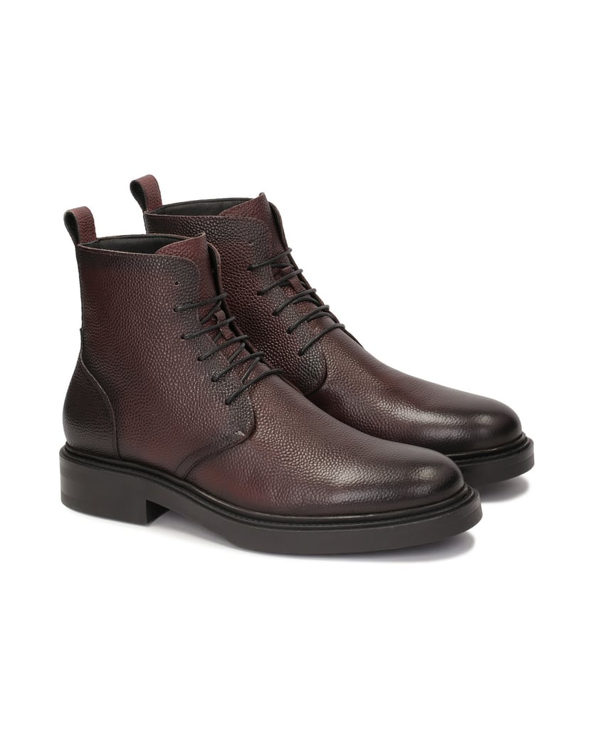 Kazar-Kastanienbraune-Schnürstiefel-aus-Erbsenleder-rot