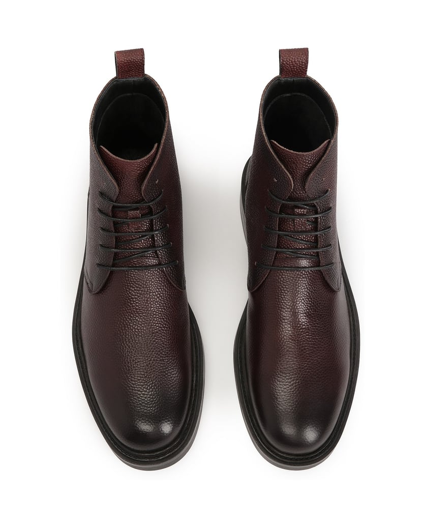 Kazar-Kastanienbraune-Schnürstiefel-aus-Erbsenleder-rot
