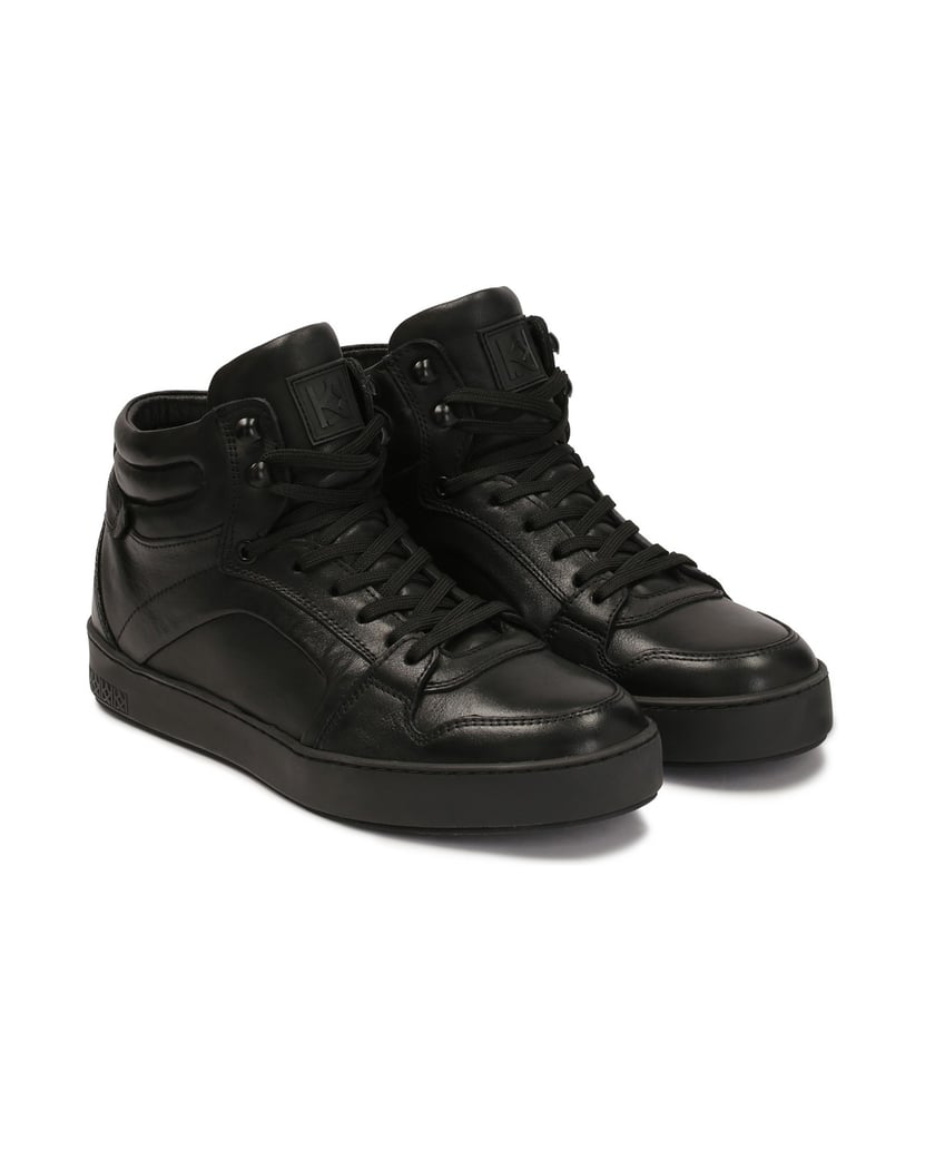 Kazar-Turnschuhe-aus-Leder-mit-höherem-Schaft-schwarz