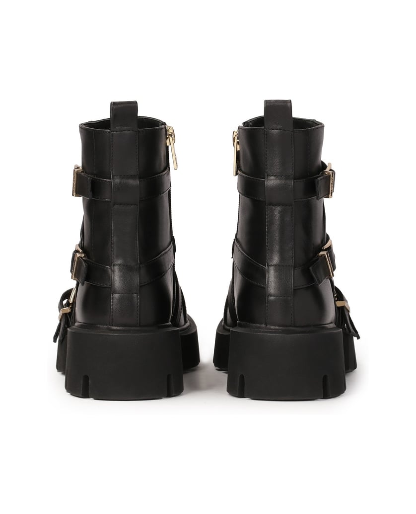 Kazar-Flache-Stiefel-mit-Riemen-mit-Schnallen-verziert-schwarz