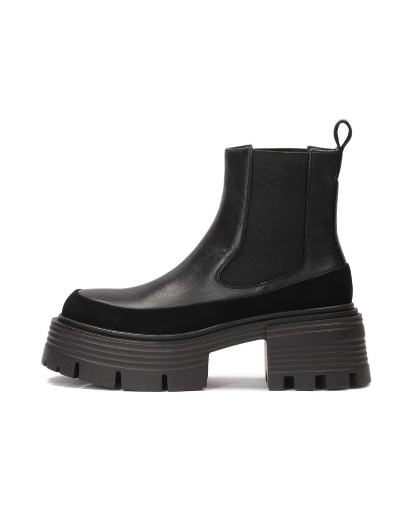 Kazar-Schwarze-Chelsea-Stiefel-auf-erhöhter-Sohle-mit-Prägung-schwarz