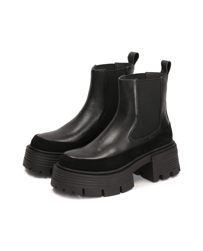 Kazar-Schwarze-Chelsea-Stiefel-auf-erhöhter-Sohle-mit-Prägung-schwarz