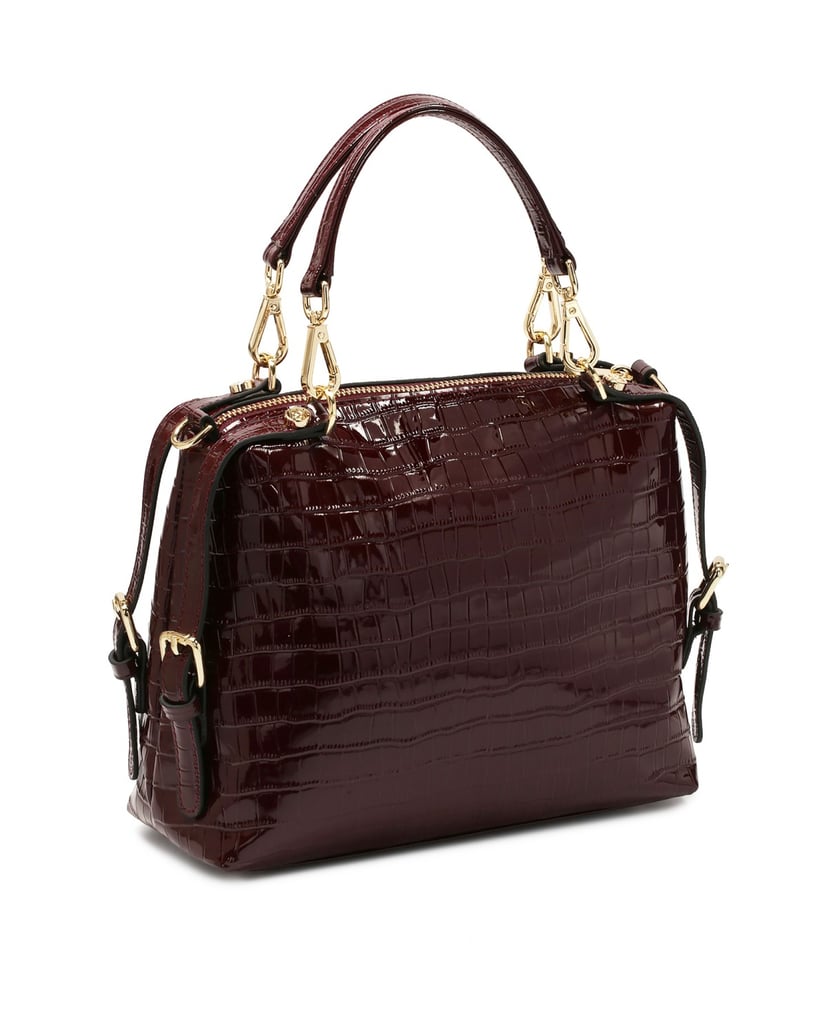 Kazar-Kastanienbraune-Handtasche-aus-geprägtem-Lackleder-rot