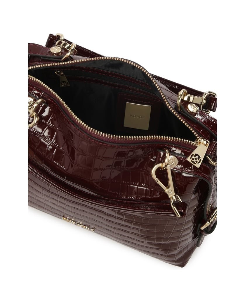 Kazar-Kastanienbraune-Handtasche-aus-geprägtem-Lackleder-rot