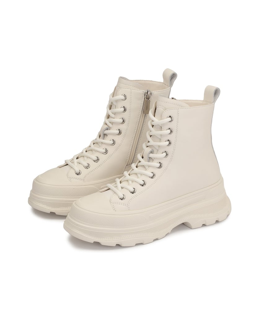Kazar-Weiße-flache-Schnürstiefeletten-für-Damen-weiss
