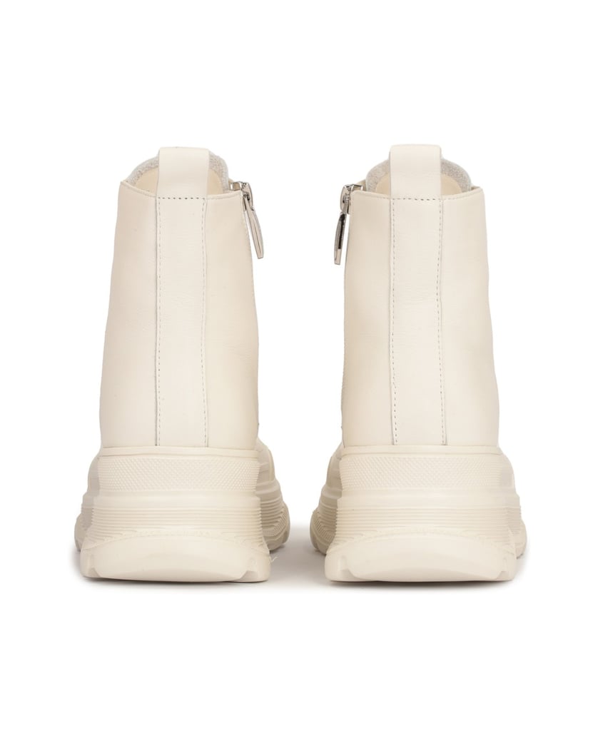 Kazar-Weiße-flache-Schnürstiefeletten-für-Damen-weiss
