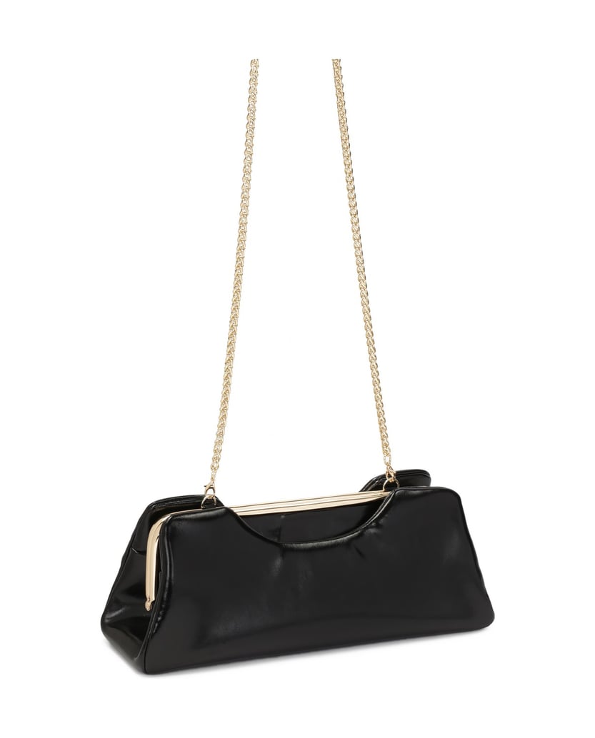 Kazar-Handtasche-aus-geknittertem-Leder-mit-Metallrahmen-schwarz