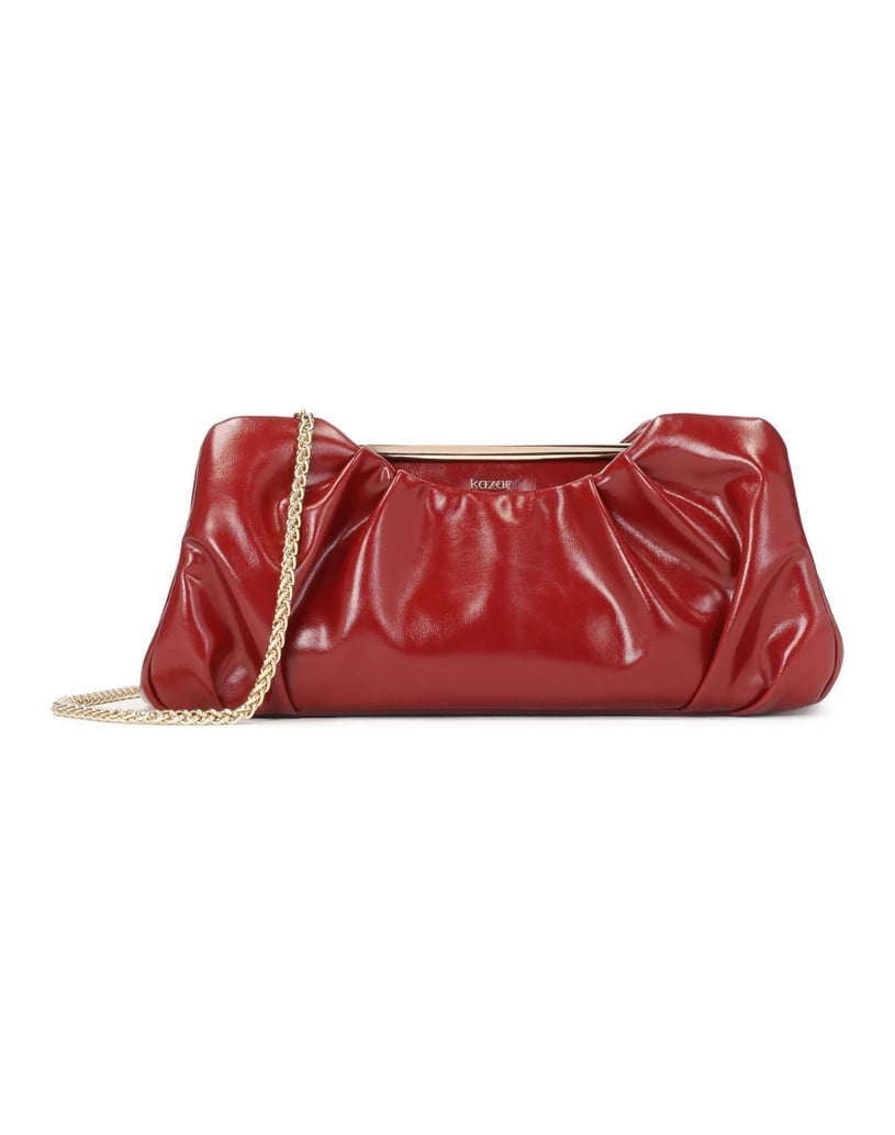 Kazar-Kastanienbraune-elegante-Handtasche-mit-einer-Falte-rot