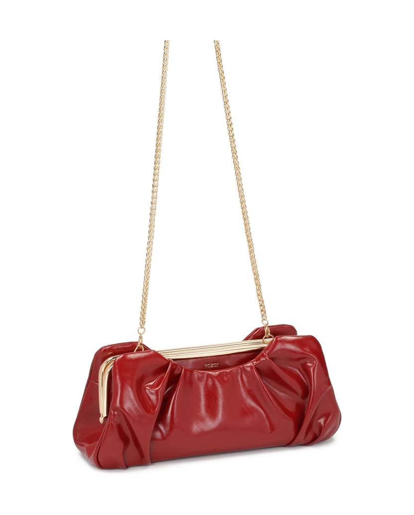 Kazar-Kastanienbraune-elegante-Handtasche-mit-einer-Falte-rot