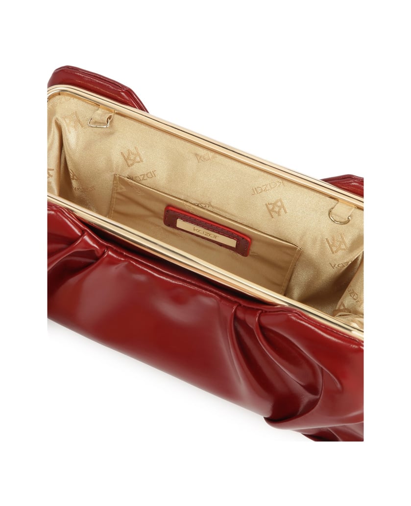 Kazar-Kastanienbraune-elegante-Handtasche-mit-einer-Falte-rot