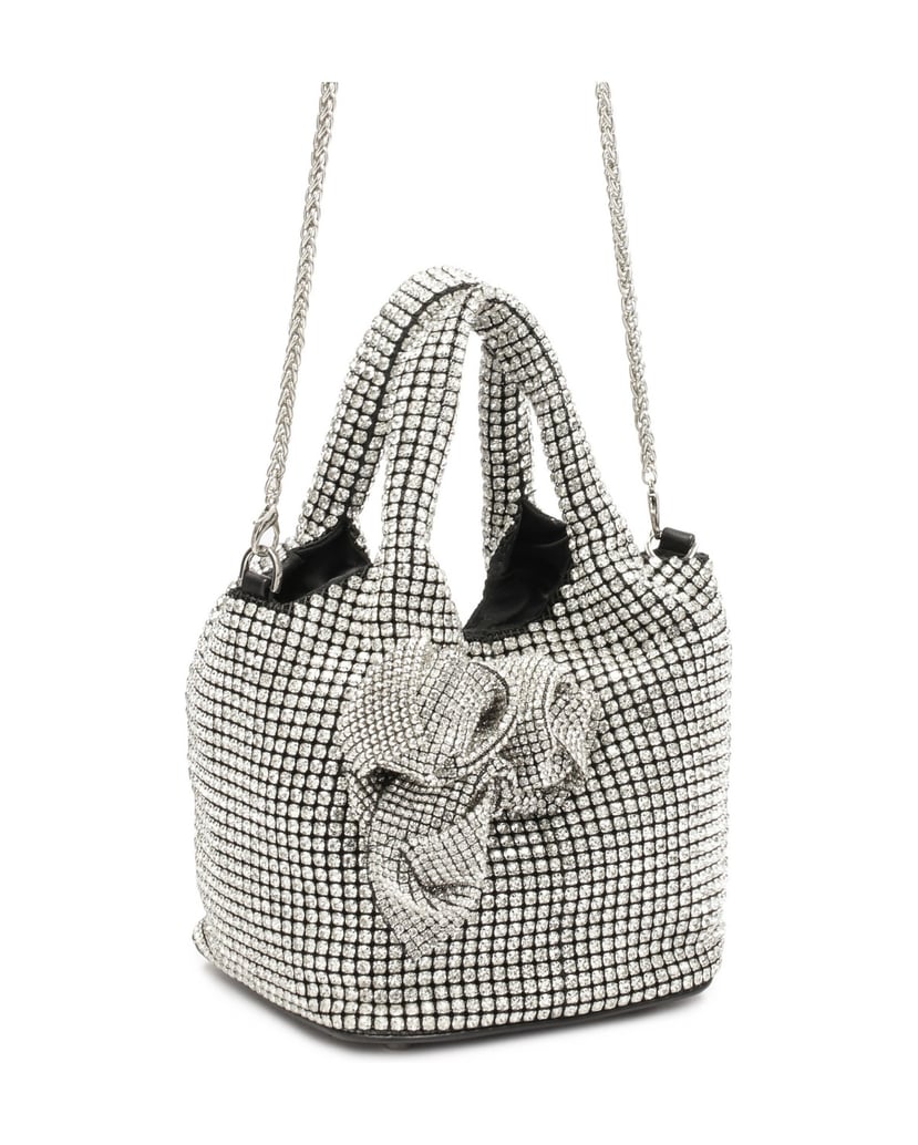 Kazar-Glänzende-Handtasche-mit-Zirkonen-und-3D-Blumen-silber