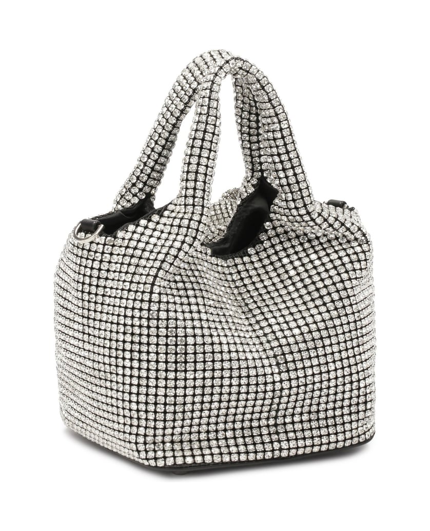 Kazar-Glänzende-Handtasche-mit-Zirkonen-und-3D-Blumen-silber