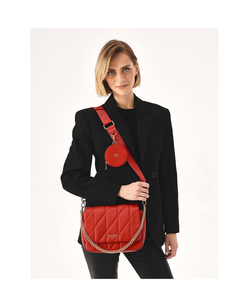 Kazar-Rote-Gürtelhandtasche-mit-abnehmbarem-Portemonnaie-rot