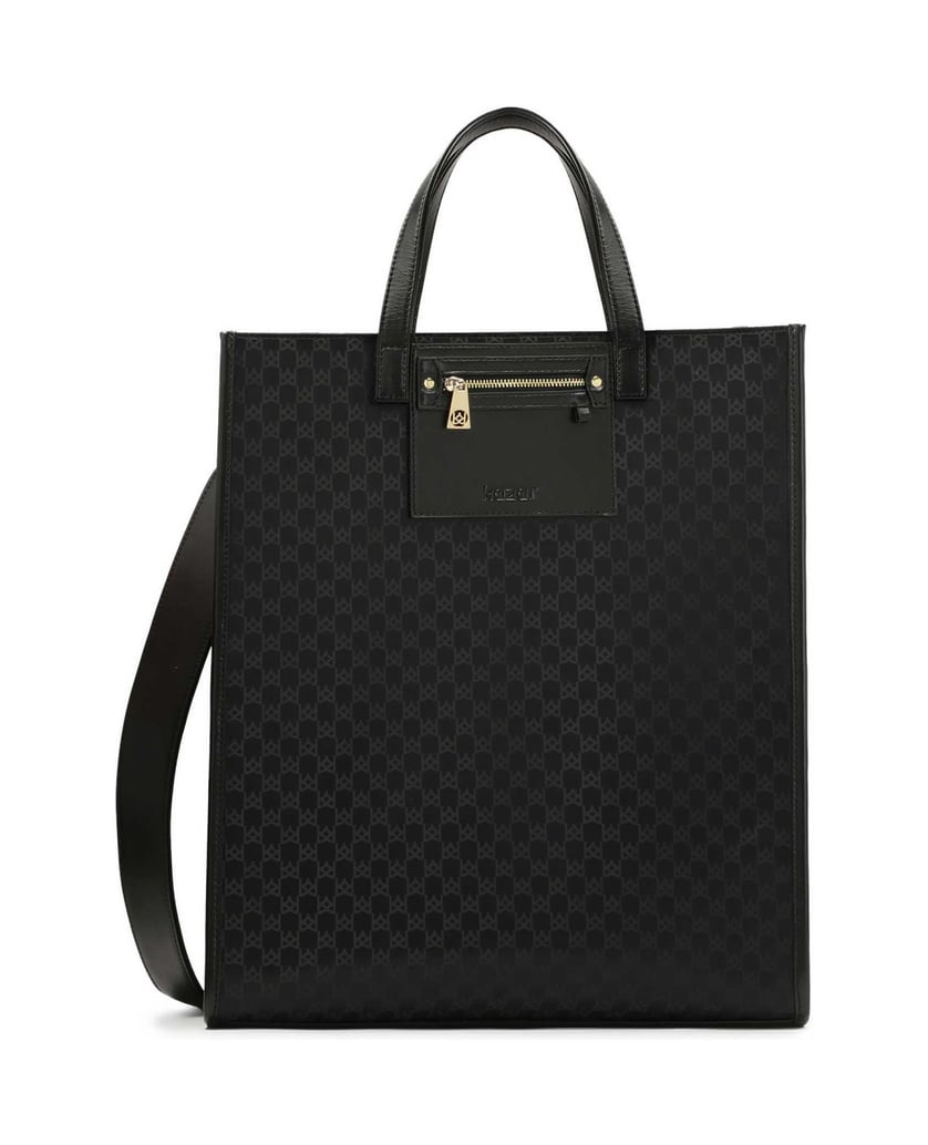 Kazar-Schwarze-Handtasche-aus-Stoff-mit-Monogramm-von-KAZAR-schwarz