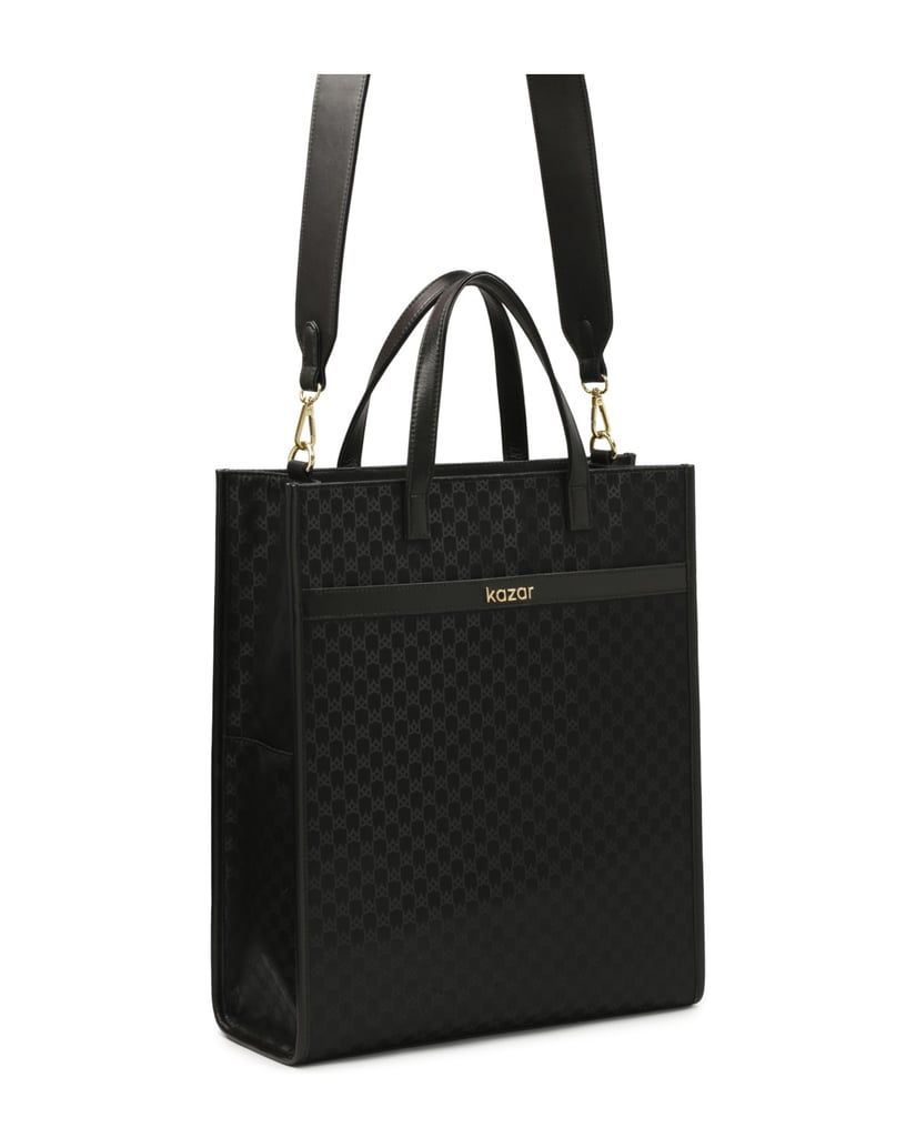 Kazar-Schwarze-Handtasche-aus-Stoff-mit-Monogramm-von-KAZAR-schwarz