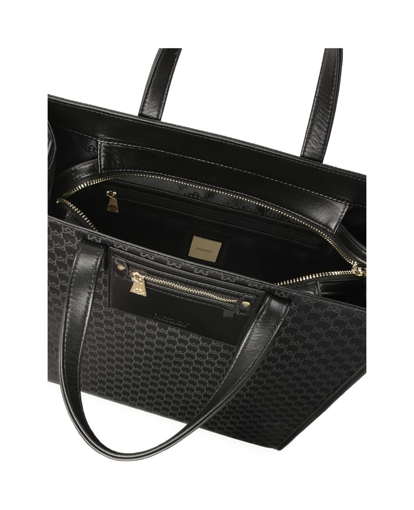 Kazar-Schwarze-Handtasche-aus-Stoff-mit-Monogramm-von-KAZAR-schwarz