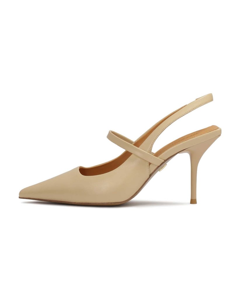 Kazar-Beigefarbene-Pumps-mit-offenem,-quadratischem-Absatz-beige