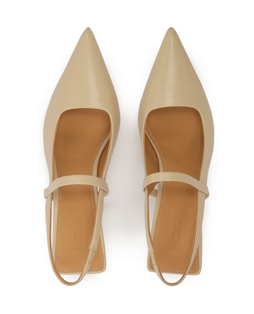 Kazar-Beigefarbene-Pumps-mit-offenem,-quadratischem-Absatz-beige