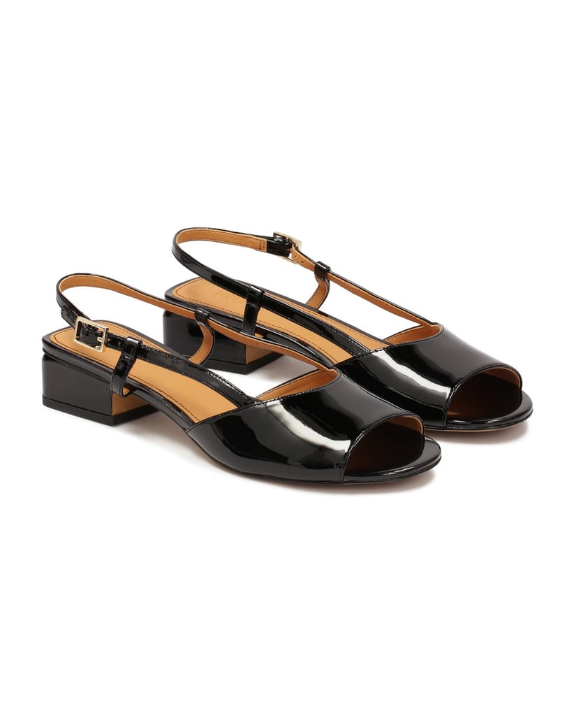 Kazar-Lackleder-Sandalen-mit-niedrigem-Absatz-schwarz