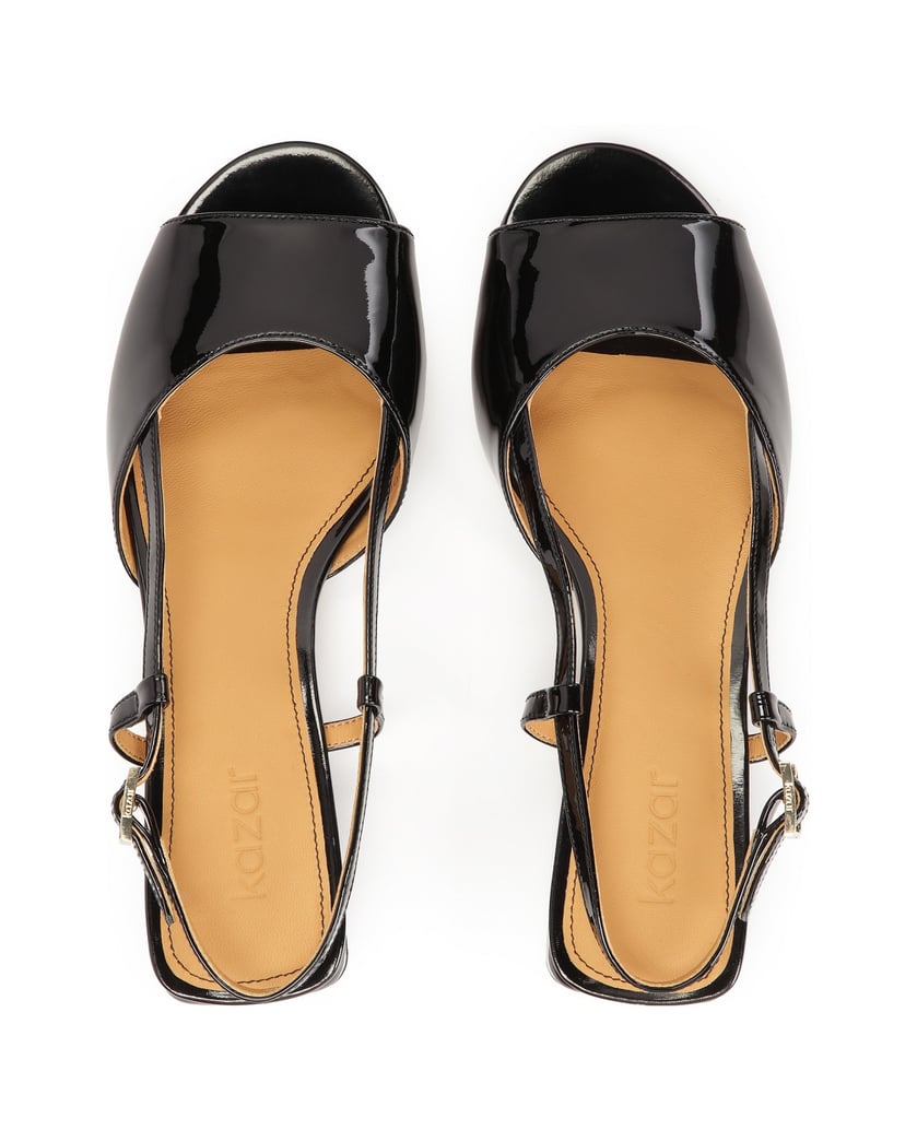 Kazar-Lackleder-Sandalen-mit-niedrigem-Absatz-schwarz