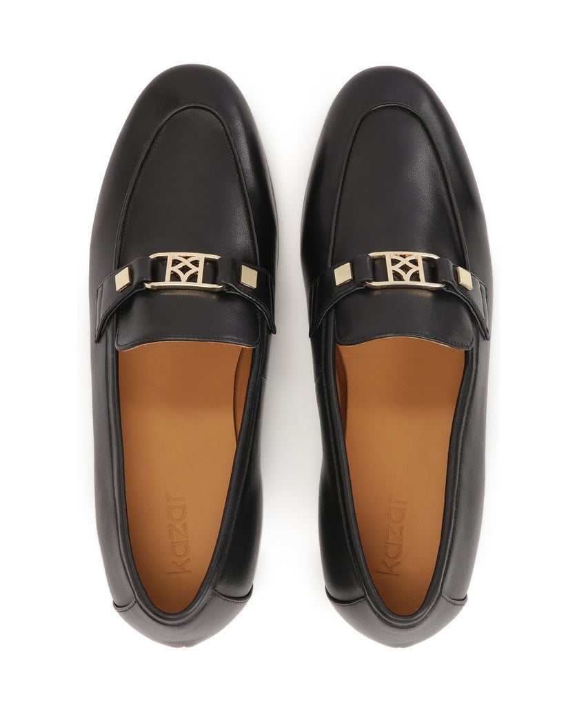 Kazar-Slipper-aus-Leder-mit-Monogramm-schwarz