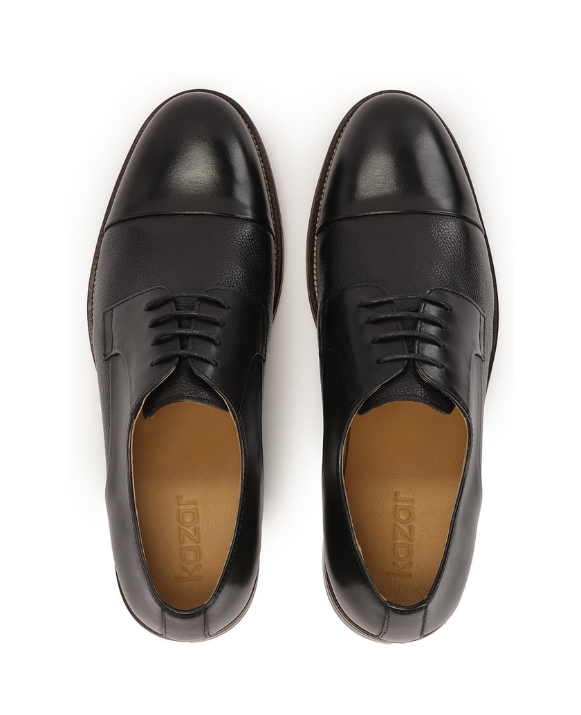 Kazar-Klassische-schwarze-Schuhe-mit-brauner-Sohle