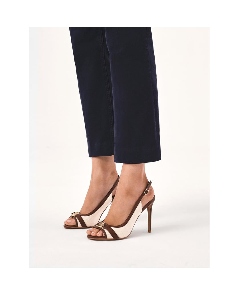 Kazar-Braune-und-beigefarbene-Sandalen-aus-Leder-und-Stoff-braun
