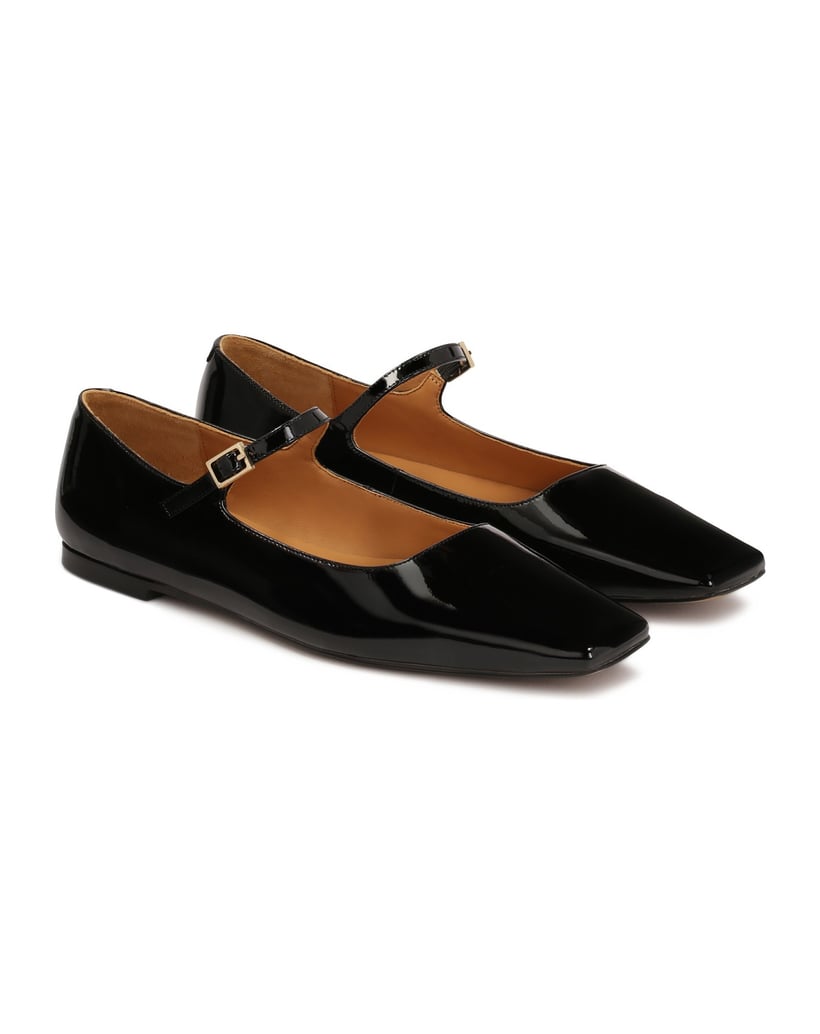 Kazar-Flache-Pumps-aus-Lackleder-mit-Riemen-schwarz