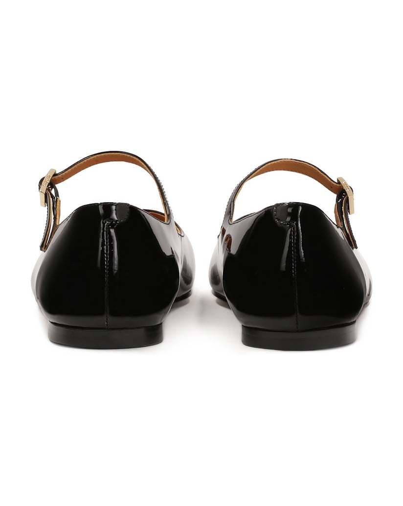Kazar-Flache-Pumps-aus-Lackleder-mit-Riemen-schwarz