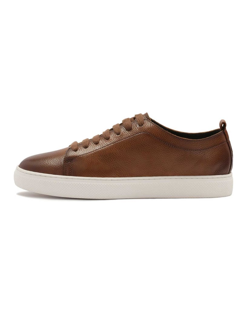 Kazar-Braune-Turnschuhe-aus-genarbtem-Leder-braun