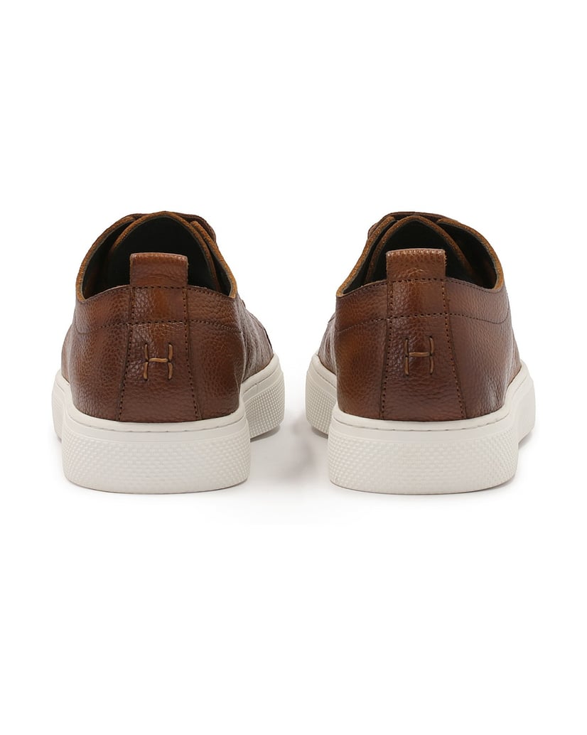 Kazar-Braune-Turnschuhe-aus-genarbtem-Leder-braun