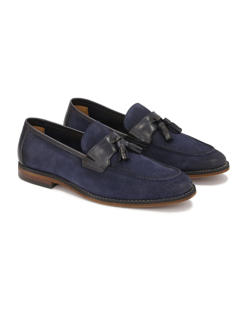 Kazar-Marineblaue-Slipper-aus-Wildleder-und-Glattleder-dunkelblau