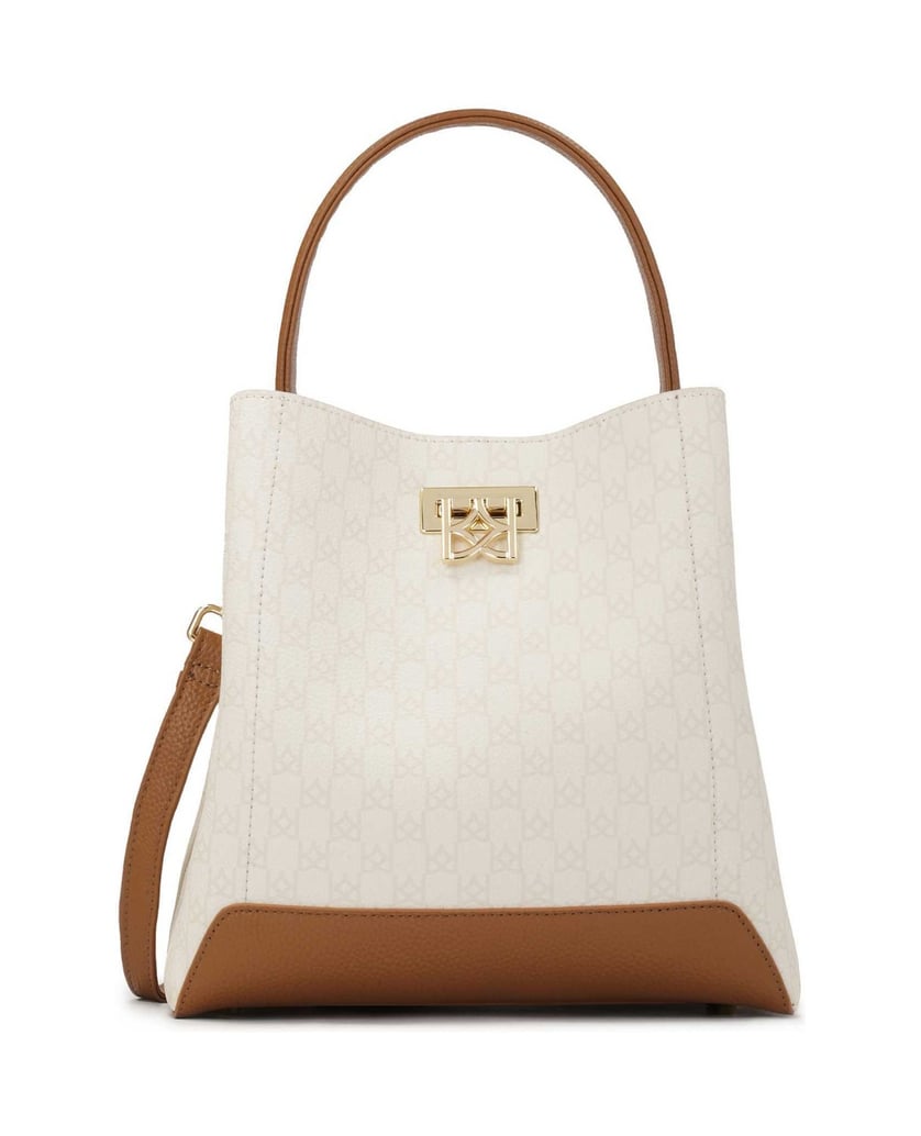 Kazar-Zweifarbige-Handtasche-mit-Druck-verziert-weiss